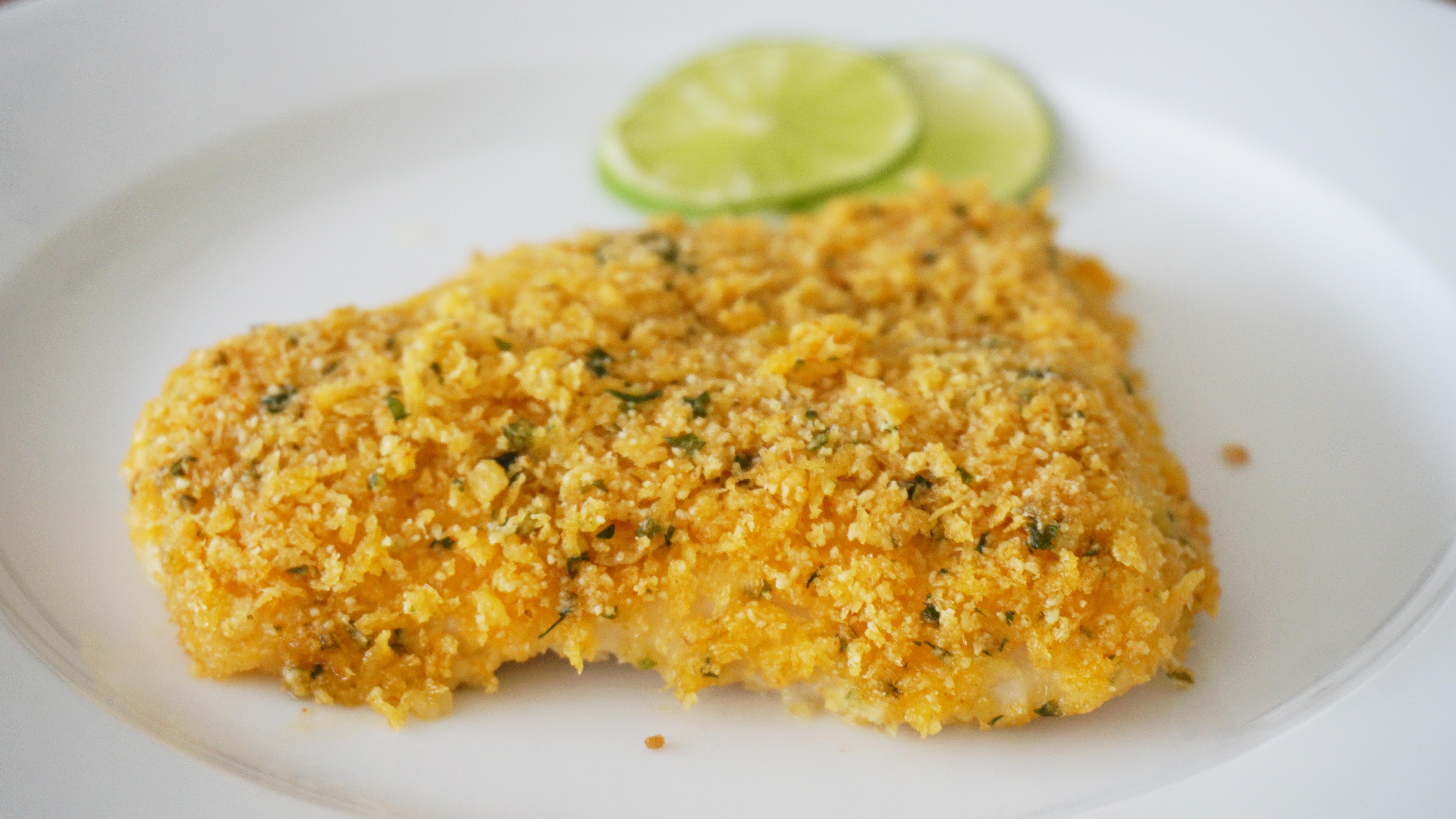 Crusted fish portion